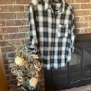 Jane and Delancey Black and White Plaid Blouse